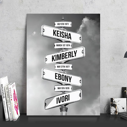 Personalized Family Names Street Sign Date of Birth Canvas, Street Sign Multi-names Canvas Father's Day Gift mk1_1.jpg