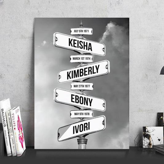 Personalized Family Names Street Sign Date of Birth Canvas, Street Sign Multi-names Canvas Father's Day Gift mk1_1.jpg