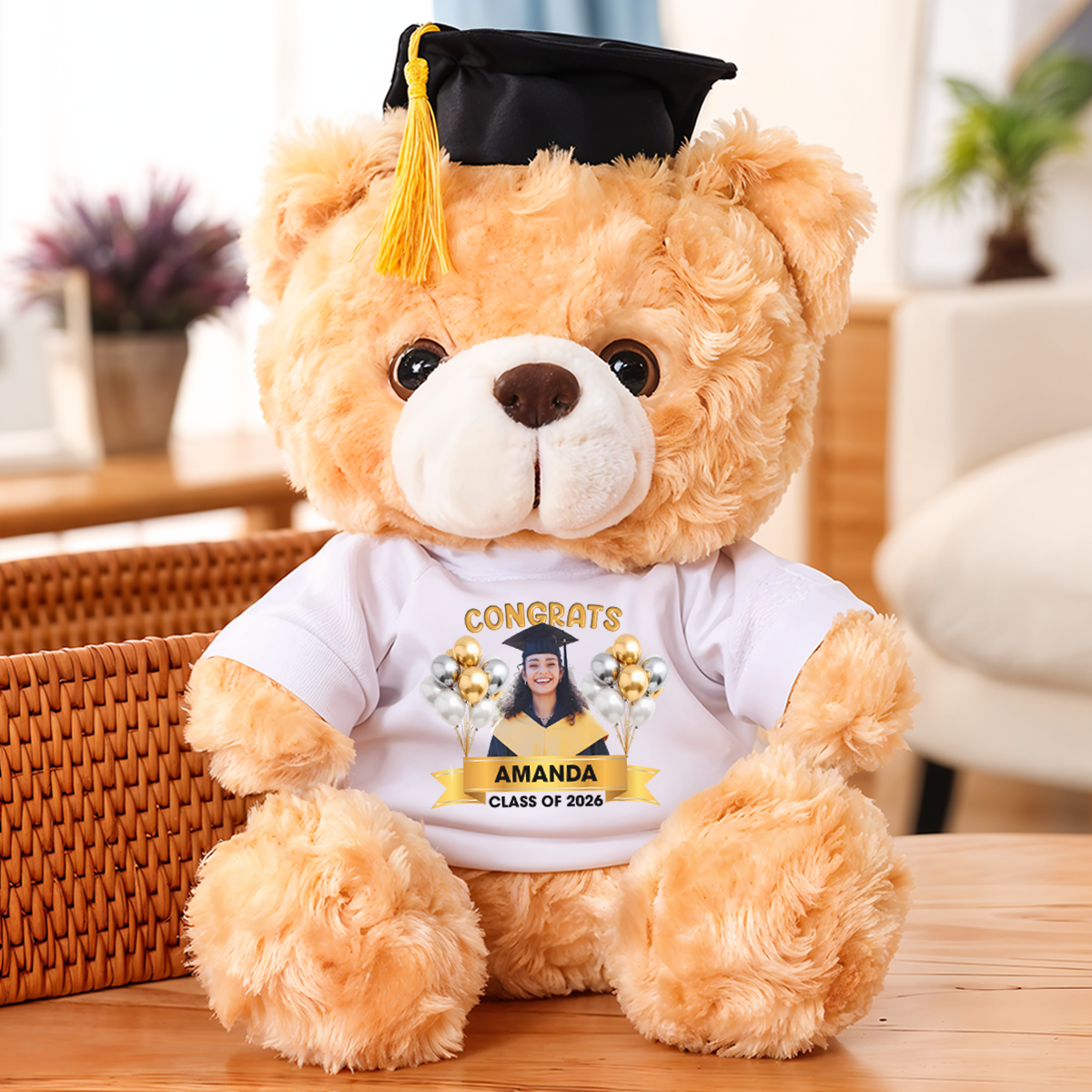 Bubble Custom Photo Class Of 2026 - Personalized Graduation Teddy Bear