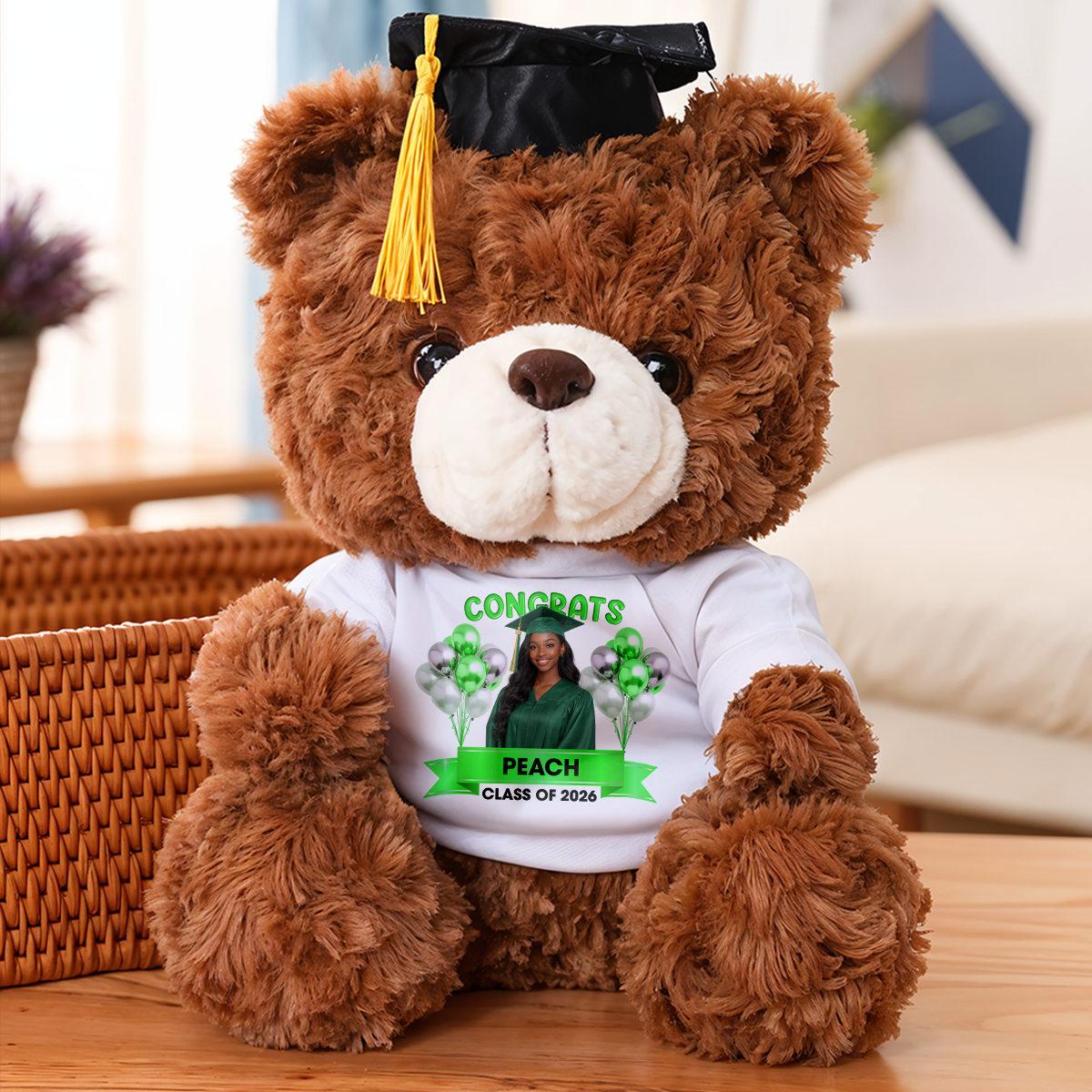 Bubble Custom Photo Class Of 2026 - Personalized Graduation Teddy Bear