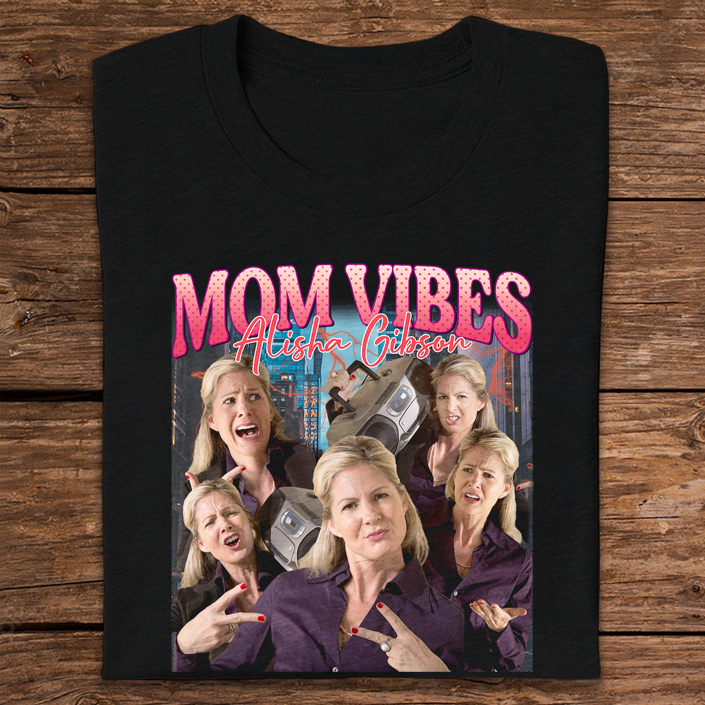 Custom Photo Mom Vibes - Personalized Cool Moms Club Retro Style Shirt