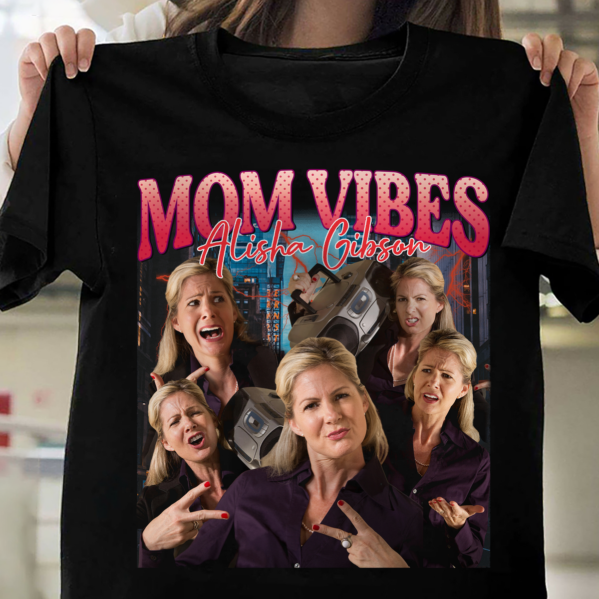 Custom Photo Mom Vibes - Personalized Cool Moms Club Retro Style Shirt