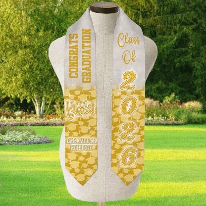 Graduation Stole with Text Only - Special Graduation Gift, Graduation Sash Class of 2026