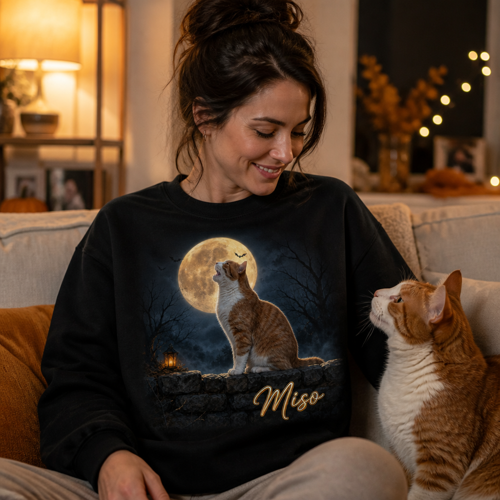Personalized Halloween Cat Portrait T-Shirt – Custom Photo Moonlight Spooky Pet Shirt mockup-held-6a7d242143d332231ba00d9c.png