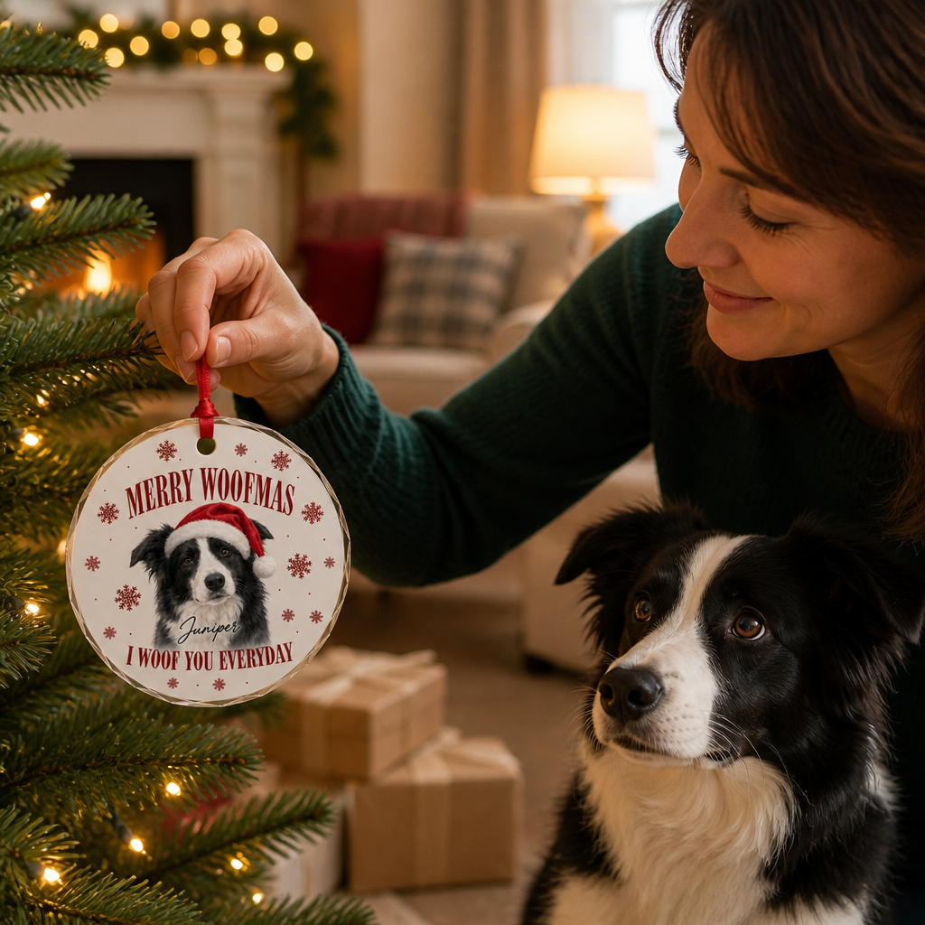 Merry Woofmas – Personalized Photo Ornament – Christmas Gift mockup-held-6a7d38e69fba619e2a4e4619.png