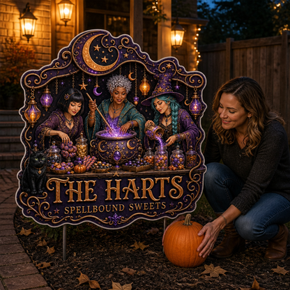 The Harts Spellbound Sweets – Personalized Yard Sign – Halloween Gift For Family, Friend mockup-held-6a7d3ad77146e8c55664fdfc.png
