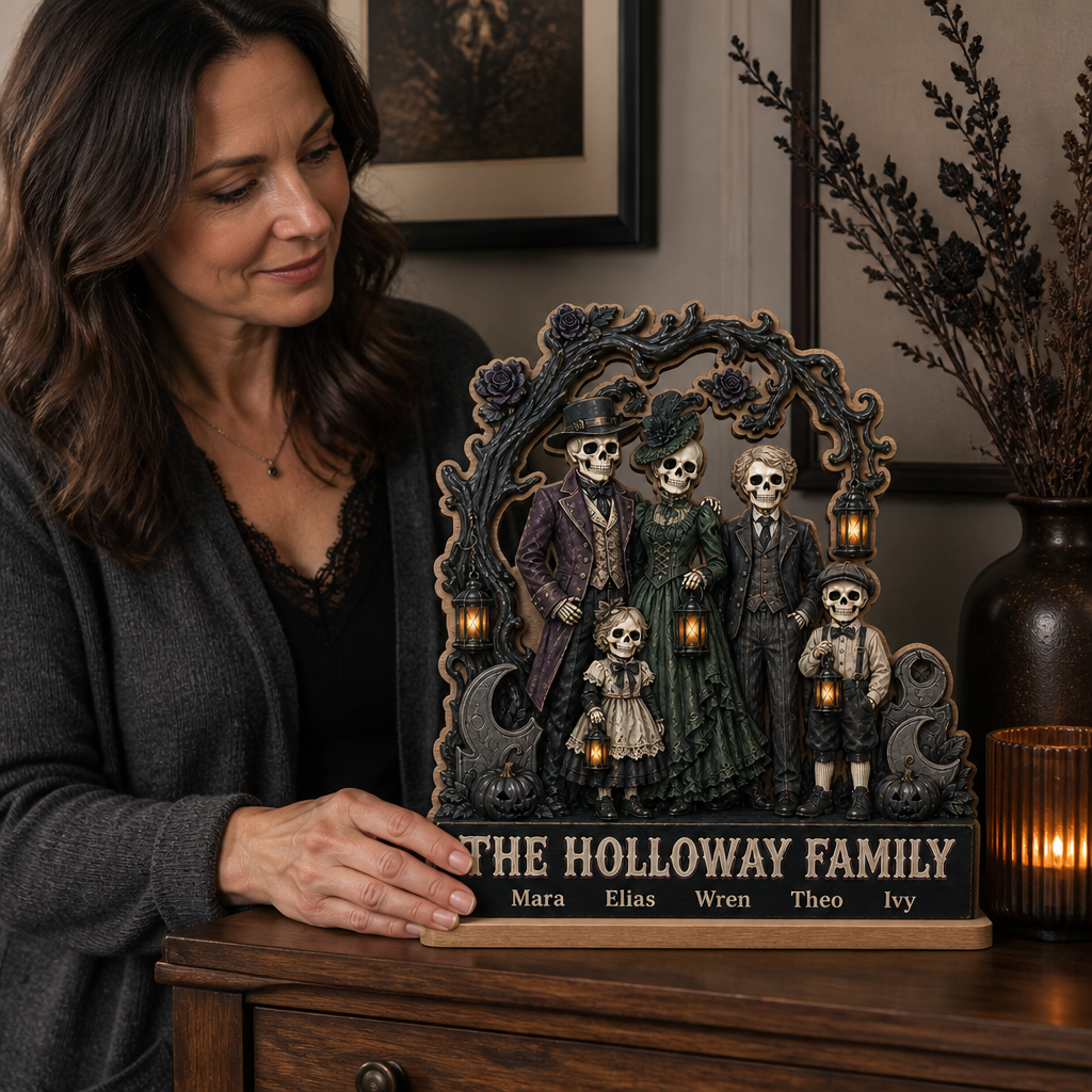 The Holloway Family – Personalized 2-Layer Standing Wooden Plaque – Halloween Gift mockup-held-6a7d445c7146e8c55664fdff.png