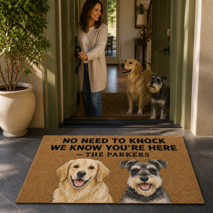 No Need to Knock – Personalized Photo Doormat – Dog Lover Gift mockup-held-6a7d6e8ecff2a2bb065d9251.png