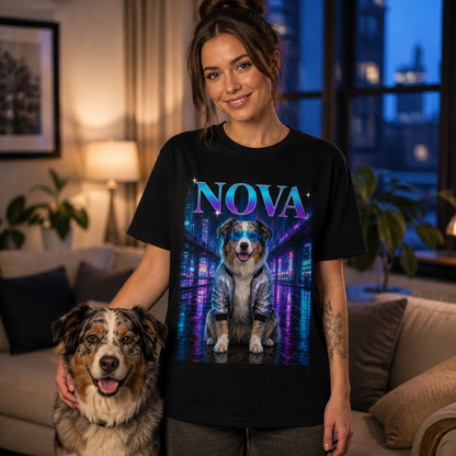 Personalized Cyberpunk Dog Portrait T-Shirt – Custom Pet Photo Neon City Shirt mockup-held-6a7e7415bfc2bb8b000aa5ea.png