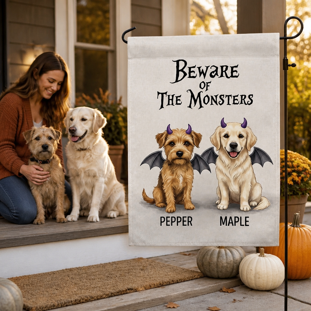 Beware of the Monsters – Personalized Photo Flag – Halloween Gift mockup-held-6a7e8904fb5b77f341a3ee77.png