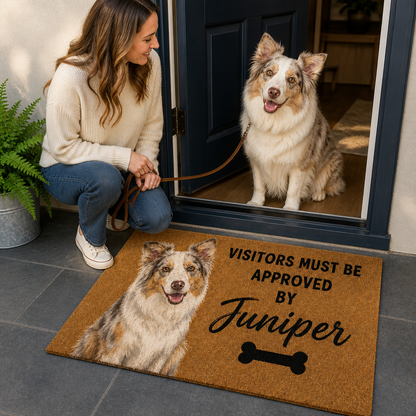 Visitors Must Be – Personalized Photo Doormat – Dog Lover Gift mockup-held-6a7eecfdfbb87717a443e8f9.png