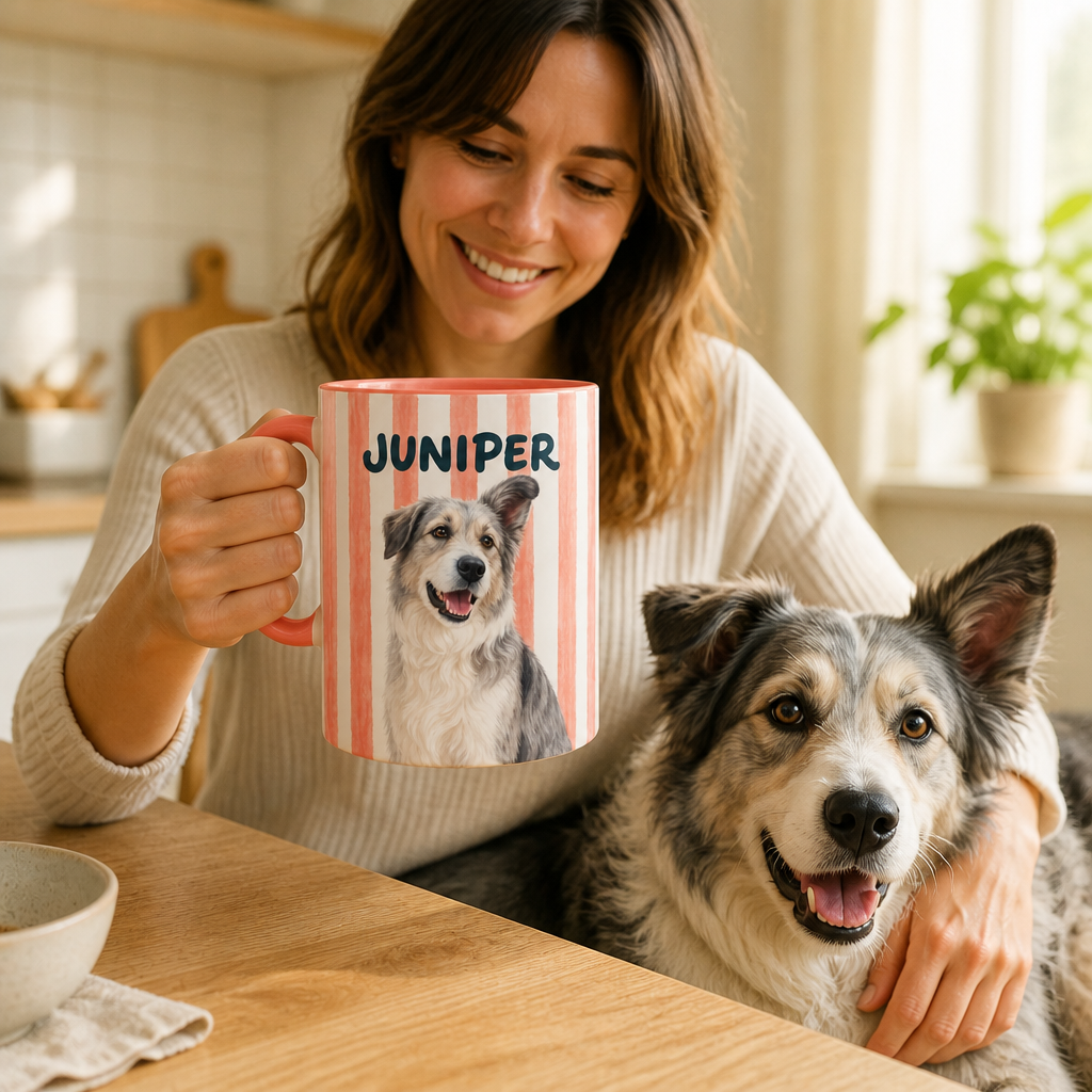 Custom Pet Portrait Mug from Photo – Personalized Dog & Cat Name Coffee Mug mockup-held-6a865e952614ea18e0129df3.png