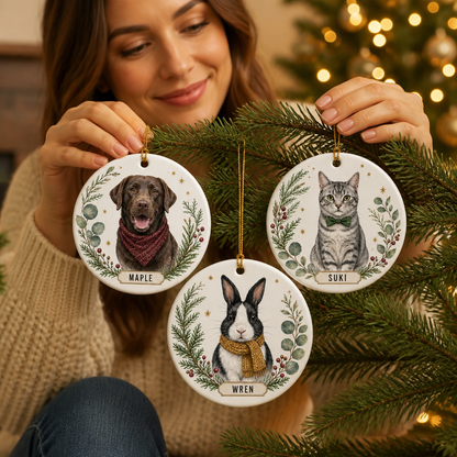 Custom Watercolor Pet Ornament from Photo – Personalized Dog, Cat & Bunny Name Christmas Gift mockup-held-6a86889252872f8de4cf9df4.png
