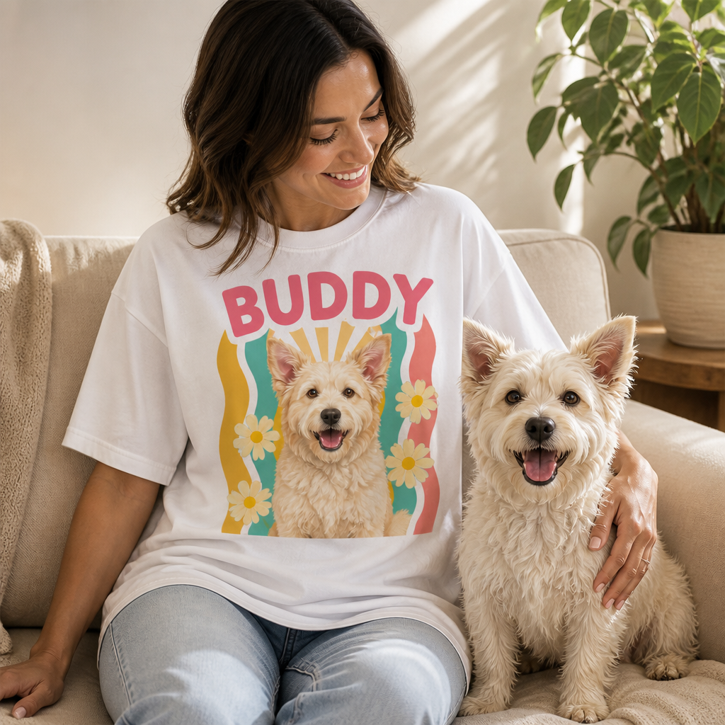 Buddy – Personalized Photo T-shirt – Dog Lover Gift mockup-held-6a86cf259b9fa0f9d179c645.png