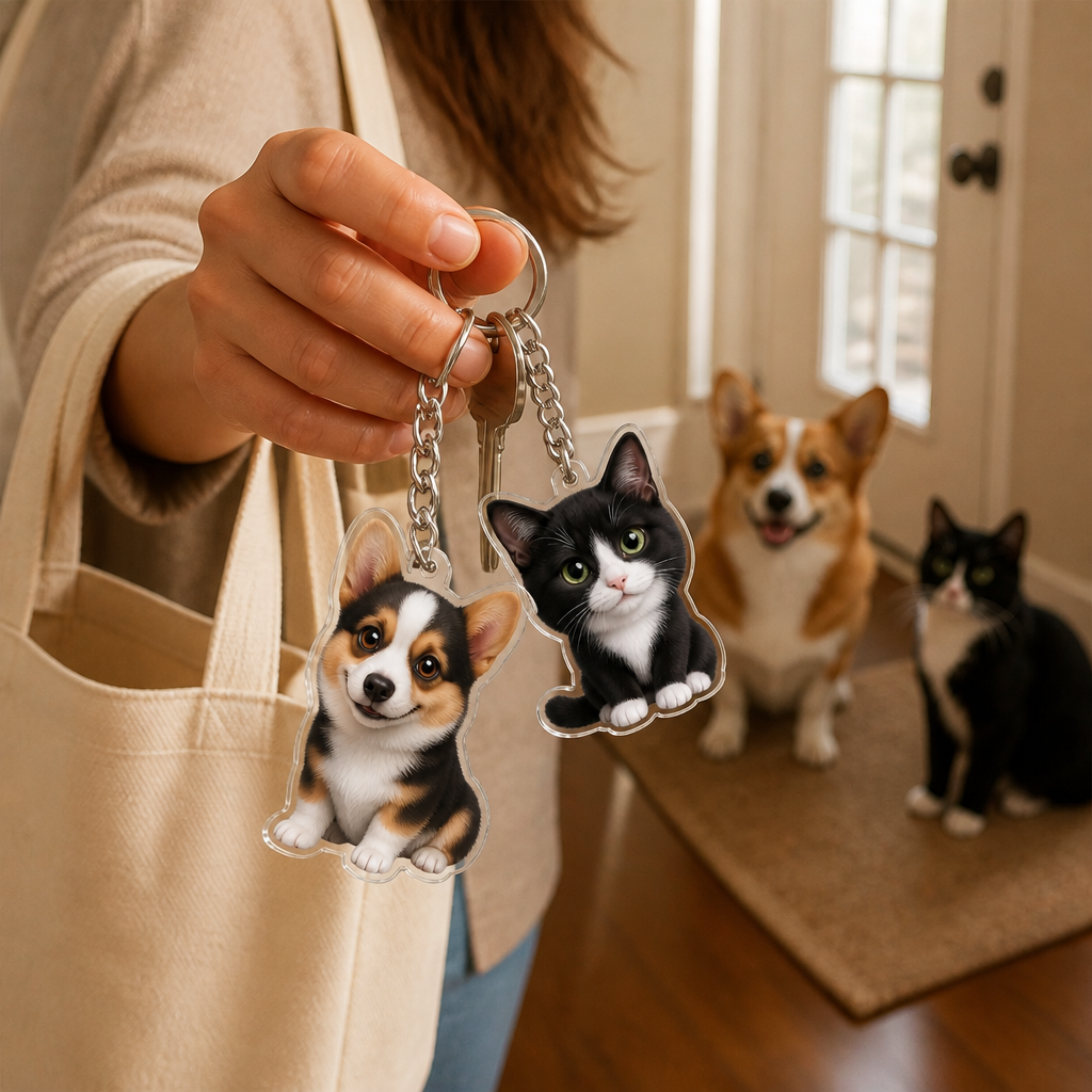 Custom Pet Photo Acrylic Keychain – Personalized Cartoon Dog & Cat Keyring Gift mockup-held-6a87b7d2c5a6015f765ae980.png
