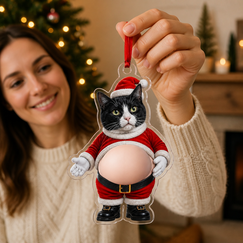 Custom Pet Photo Santa Belly Ornament – Funny Personalized Cat Squishy Belly Christmas Gift mockup-held-6a88214fcdd89e2ca3f5ff88.png