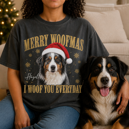 Merry Woofmas – Personalized Photo T-shirt – Christmas Gift mockup-held-6a8bb55b5da330d88ff74149.png