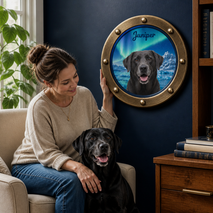 Custom Pet Photo Porthole Fridge Magnet – Personalized Northern Lights Dog Name Magnet mockup-held-6a8d10465ca9be9ec177e0d5.png