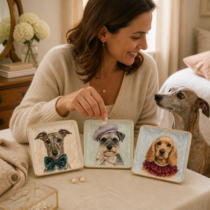 Custom Pet Portrait Jewelry Dish from Photo – Personalized Vintage Dog Ceramic Trinket Tray mockup-held-6a8e9b58484ac02a58097954.png