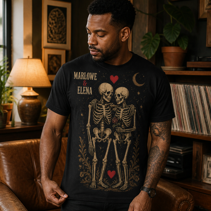 Personalized Skeleton Couple T-Shirt – Custom Names, Spooky “Till Death” Design, Halloween Anniversary Gift mockup-held-6a92380bda95b20904c51251.png