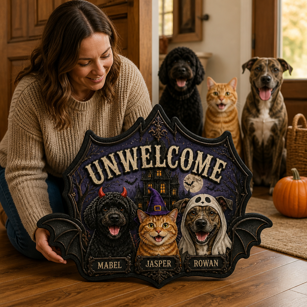 Unwelcome – Personalized Photo Custom Shape Doormat (ZB) – Halloween Gift mockup-held-6a98db3b34e14064fcd26d22.png