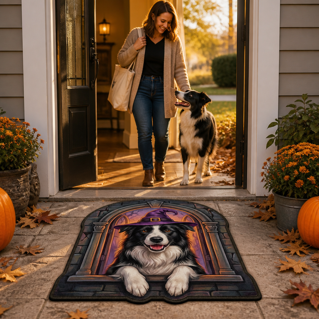 Custom Halloween Pet Photo Doormat – Personalized Witch Hat Dog 3D Arch Door Mat mockup-held-6a98dbc8c44b9a8b91e7b55e.png