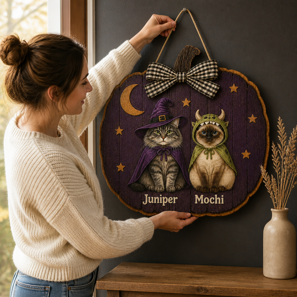 Personalized Cat Halloween Door Sign – Custom Pet Photo Wood Sign, Witch & Monster Cat Pumpkin Wreath, Spooky Halloween Porch Decor, Cat Lover Gift mockup-held-6a98efad2c12eed8581dc9c7.png