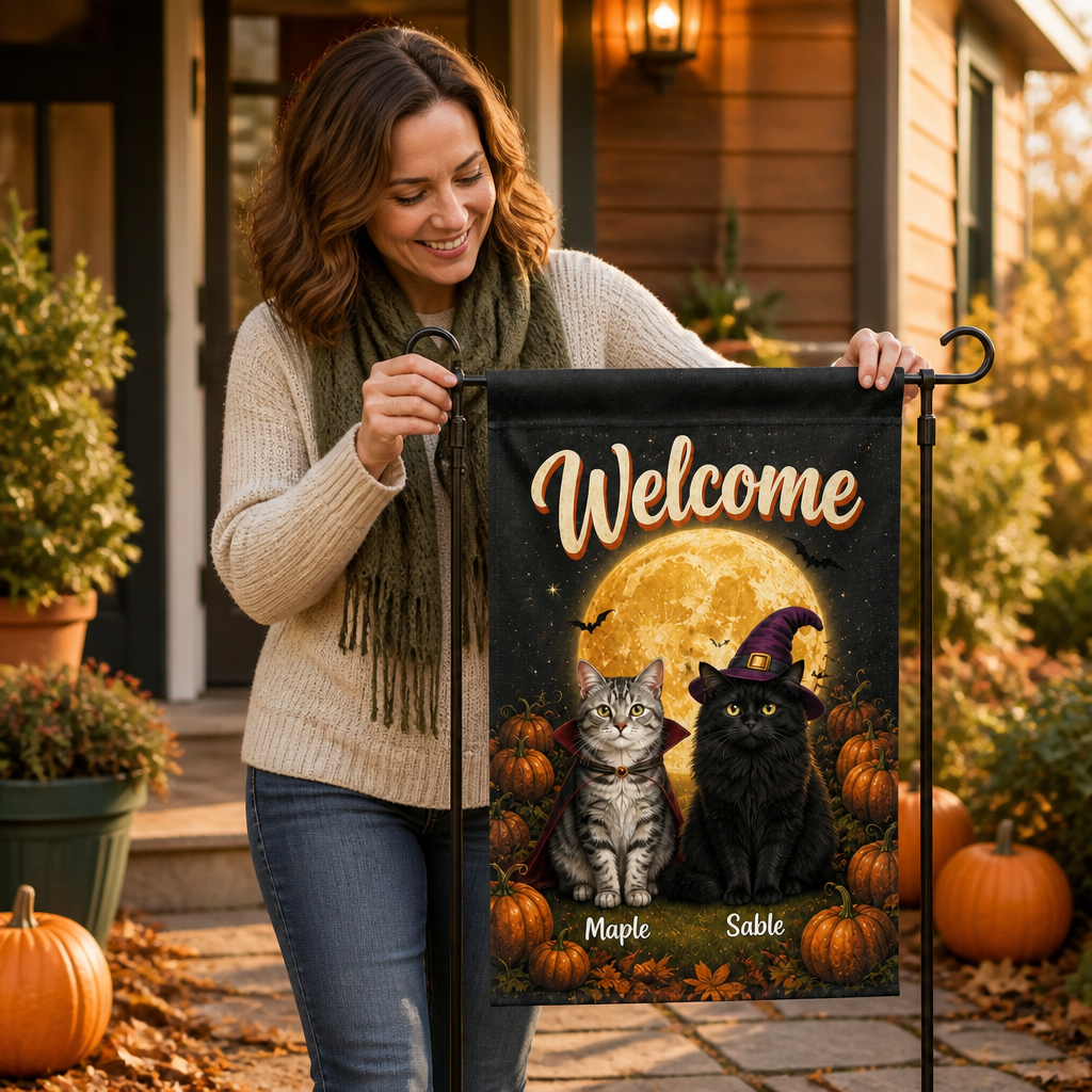 Welcome – Personalized Photo Flag – Halloween Gift mockup-held-6a98f04a2c12eed8581dc9cb.png