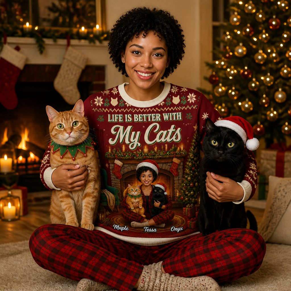 LIFE IS BETTER WITH My Cats – Personalized Photo T-Shirt - All over printed – Christmas Gift mockup-held-6a98f082a0d718ff990ffebd.png