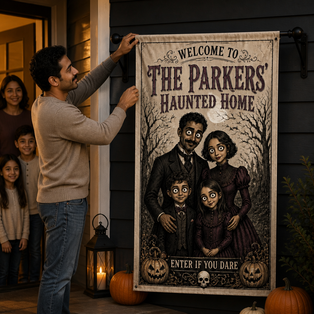 Personalized Halloween Family Flag – Custom Photo Haunted House Banner – Spooky Outdoor Decor Gift mockup-held-6a9b7b79a3125b38d225597a.png