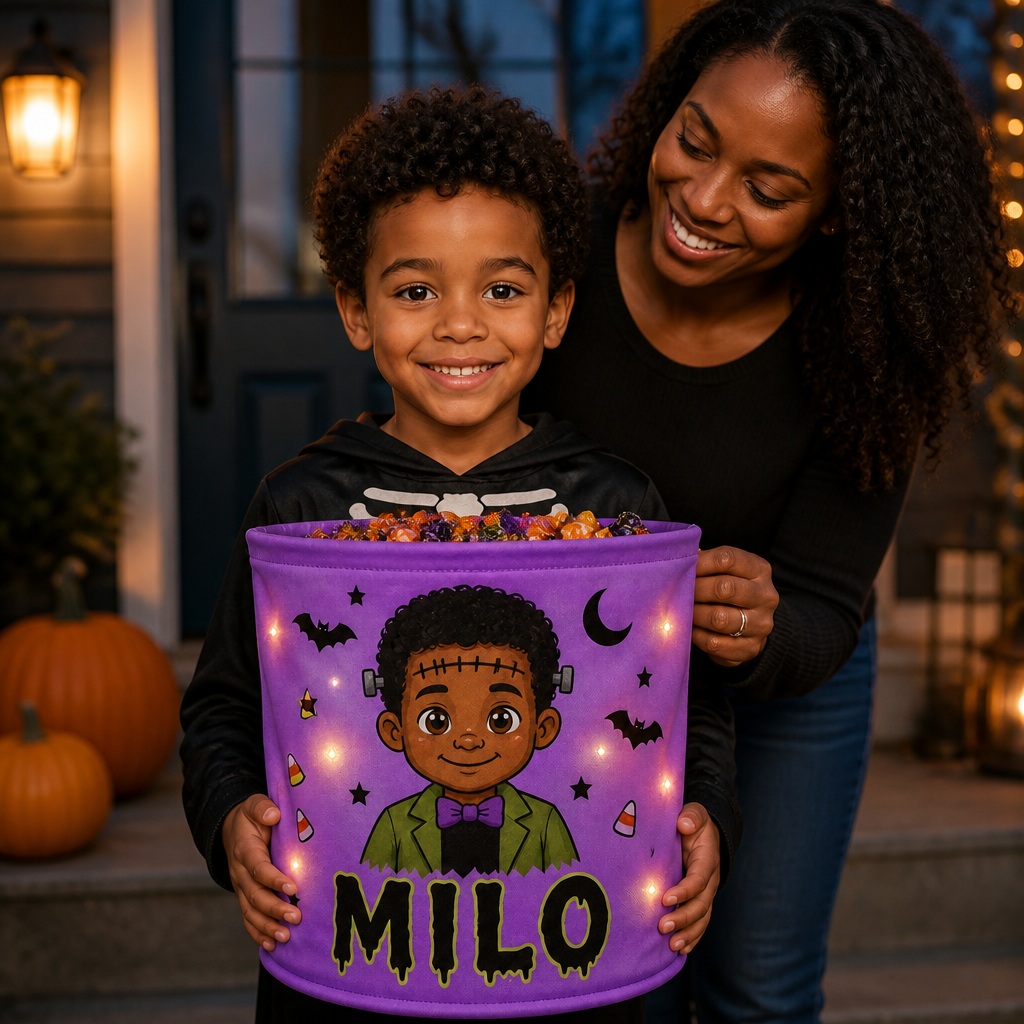 Personalized Halloween LED Light Bucket Bag – Custom Trick or Treat Candy Bag – Cute Spooky Gift for Kids mockup-held-6a9b806702af23c848c98bec.png