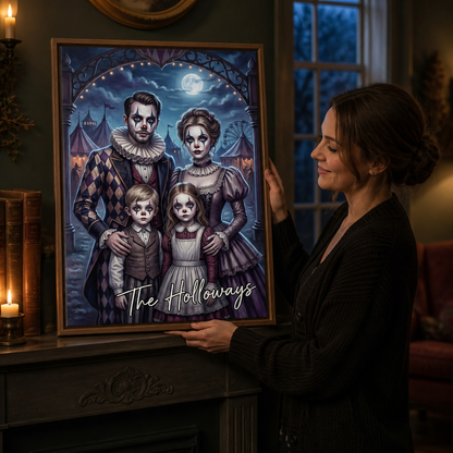 Personalized Halloween Family Canvas – Custom Photo Circus Portrait – Spooky Family Wall Art Gift mockup-held-6a9b819ede264dde2ce90ee7.png