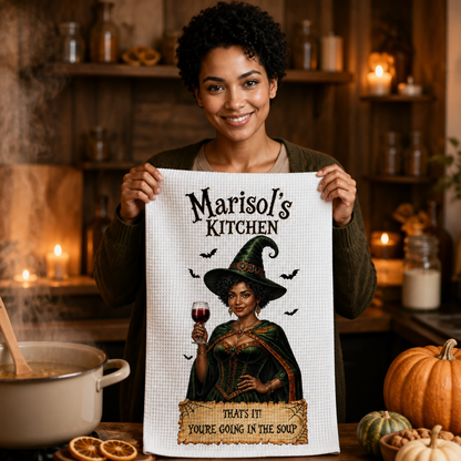 Personalized Halloween Witch Kitchen Towel – Custom Name Cooking Towel – Spooky Halloween Kitchen Decor Gift for Her mockup-held-6a9c3a2cb4f0986a8f8bec8b.png