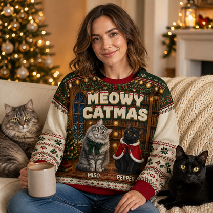 Meowy Catmas – Personalized Photo Ugly Sweatshirt – Christmas Gift mockup-held-6a9e3043d619c183f2bd42ae.png
