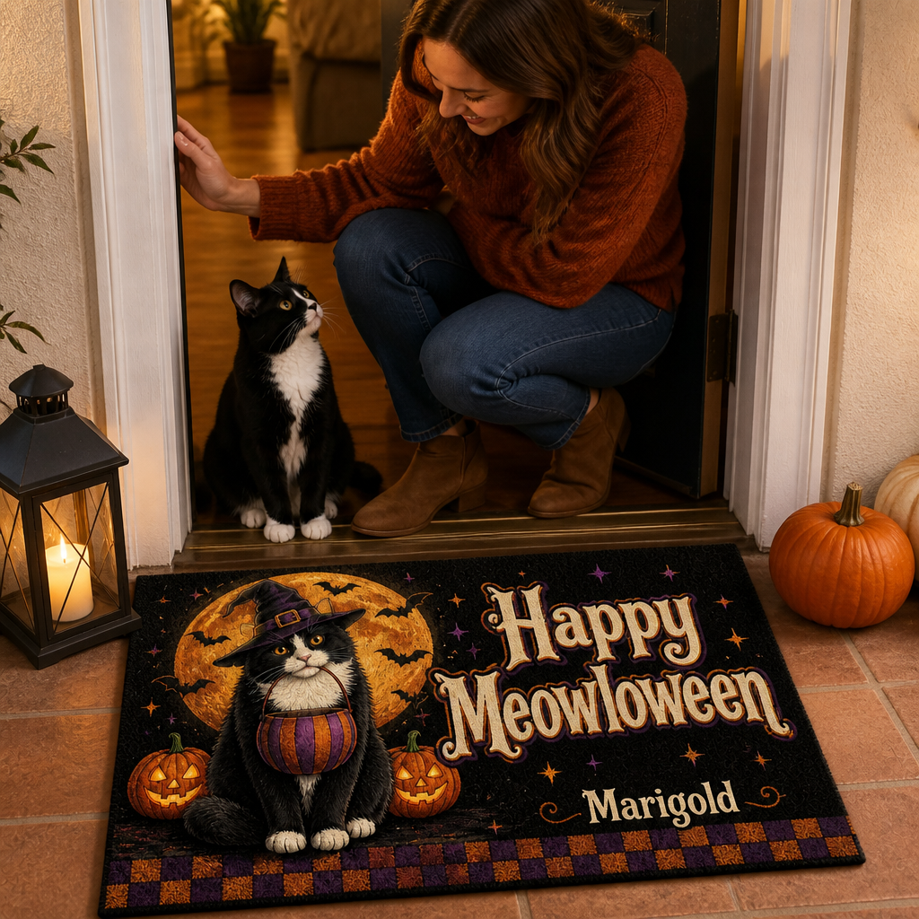 Happy Meowloween – Personalized Photo Doormat – Halloween Gift mockup-held-6aa0d3553313ac2b1dc9e972.png