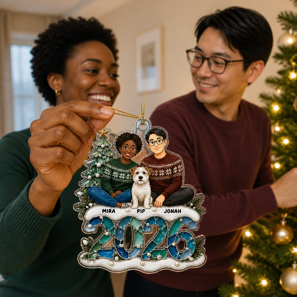 Personalized Couple & Pet 2026 Ornament – Custom Portraits & Names mockup-held-6ab09eb13c1a03dc5029fb3d.png