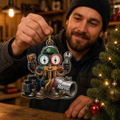 Custom HVAC Tech Ornament – Personalized Name Gift for AC & Heating Pros mockup-held-6ab0b88146611d182ad9e646.png