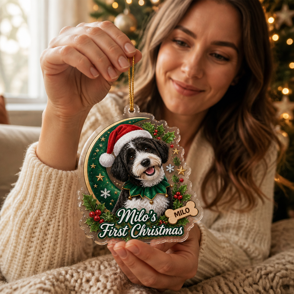 Milo's First Christmas – Personalized Photo Personalized 3D Ornament – Christmas Gift mockup-held-6ab0b88c289b5e9e6f205f65.png