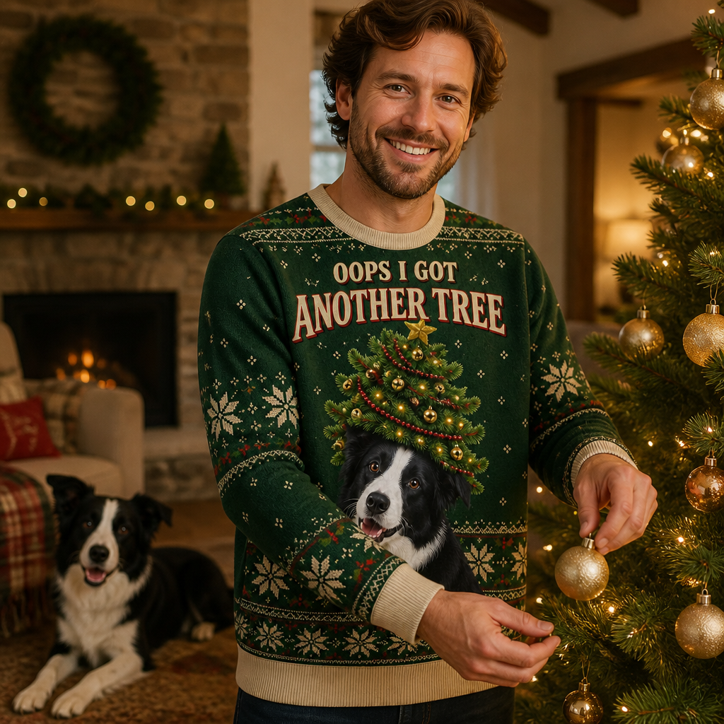 Oops I Got Another Tree – Personalized Photo Ugly Sweatshirt – Christmas Gift mockup-held-6ab34a9a6a247857113619c2.png