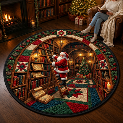 Santa's Library Rug – 3D Quilted-Look Round Christmas Mat mockup-held-6ab34dac2a7f15d1cd7ece2e.png