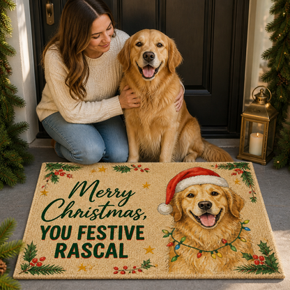 Merry Christmas, You Festive Rascal – Personalized Photo Doormat – Christmas Gift mockup-held-6ab34f8b6a247857113619c6.png