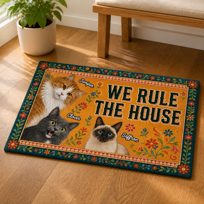We Rule the House – Personalized Photo Doormat – Cat Lover Gift mockup-product-6a79355cc7d09ebf2624683b.png