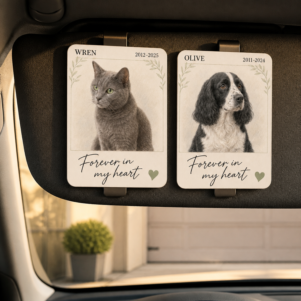 Forever in my heart – Personalized Photo Car Visor Clip – Pet Lover Gift mockup-product-6a7a948042edd266ec642990.png