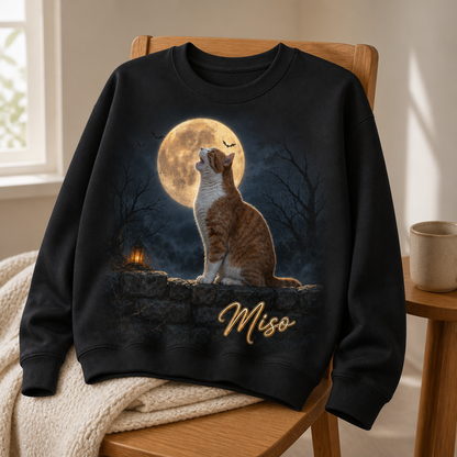 Personalized Halloween Cat Portrait T-Shirt – Custom Photo Moonlight Spooky Pet Shirt mockup-product-6a7d242143d332231ba00d9c.png