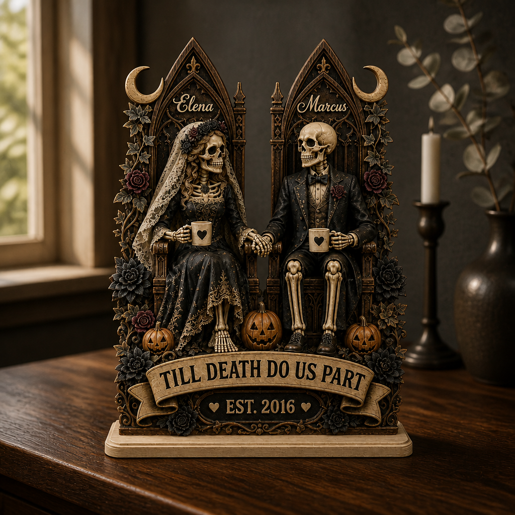 Till Death Do Us Part – Personalized 2-Layer Standing Wooden Plaque – Halloween Gift mockup-product-6a7d3c937146e8c55664fdfd.png