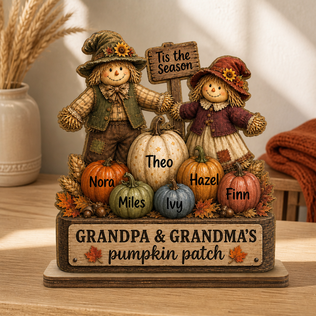 Personalized Grandma & Grandpa’s Pumpkin Patch Wooden Plaque - Custom Grandkids Names - Halloween Fall Gift mockup-product-6a7d3f74b3dc591a40921c39.png