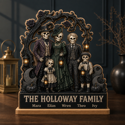 The Holloway Family – Personalized 2-Layer Standing Wooden Plaque – Halloween Gift mockup-product-6a7d445c7146e8c55664fdff.png