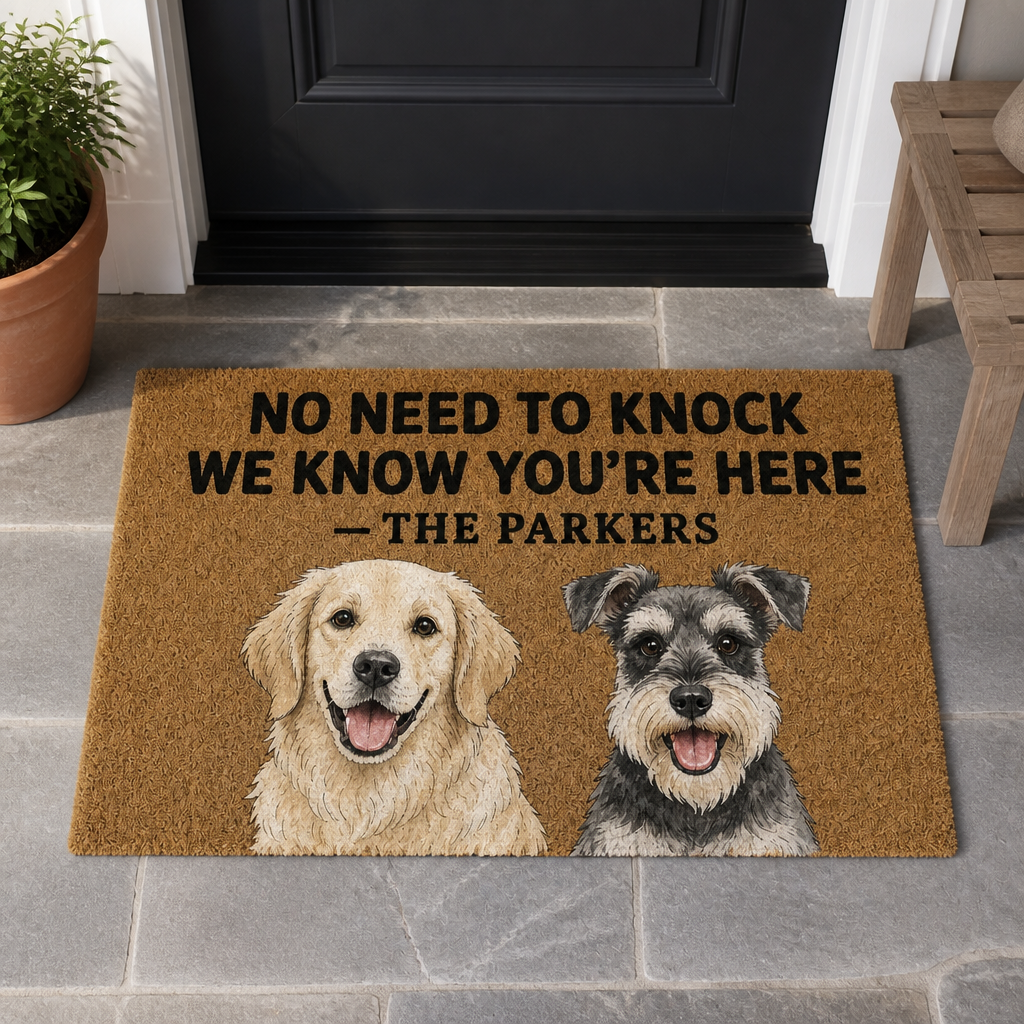 No Need to Knock – Personalized Photo Doormat – Dog Lover Gift mockup-product-6a7d6e8ecff2a2bb065d9251.png