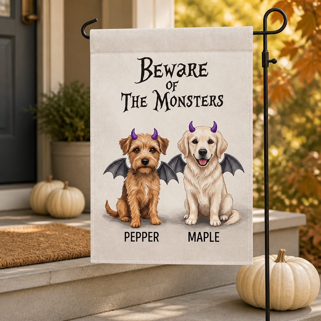 Beware of the Monsters – Personalized Photo Flag – Halloween Gift mockup-product-6a7e8904fb5b77f341a3ee77.png