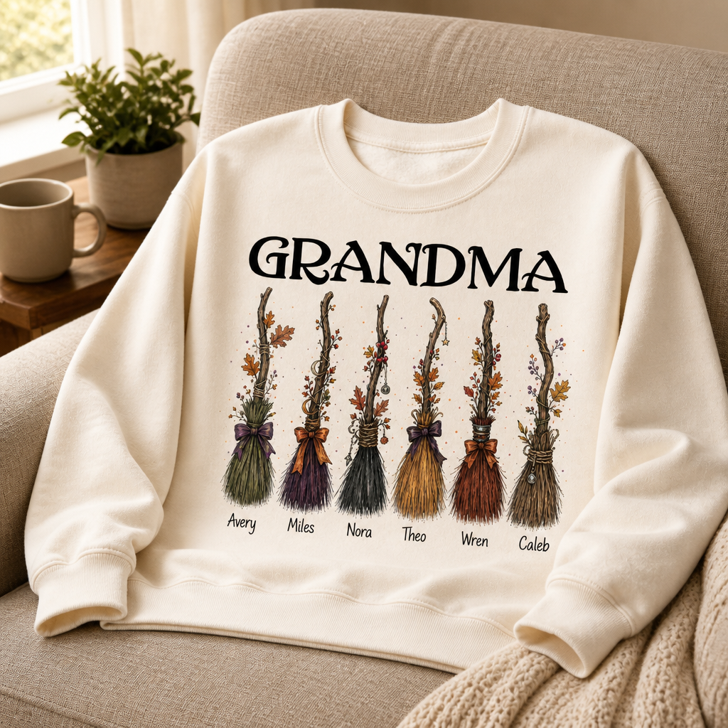 Grandma’s Little Broomsticks – Personalized Grandkids Names Sweatshirt – Halloween Gift for Grandma mockup-product-6a7e9cdf51ce9245c0a4c10d.png